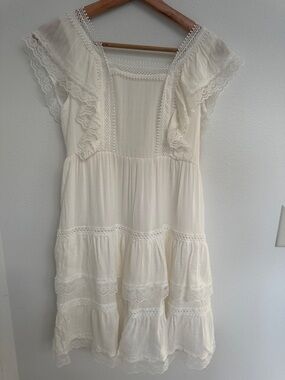 Francesca's Collections Ivory Lace-Tiered Girl's Dress